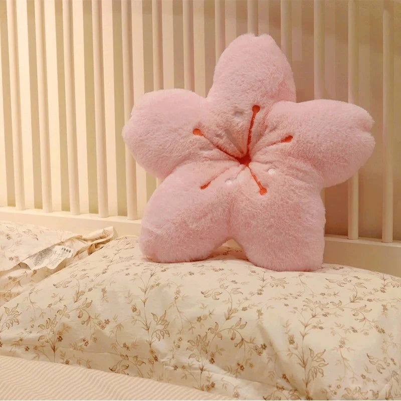 Ins Pink Cherry Petals Pillow Girl Bedroom Living Room Decor Bay Window Floor Seat Cushion Plush Tatami Cherry Blossom Cushion