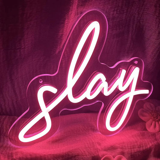 Pink Slay Neon Signs LED Neon Light Sign Light Up Neon Signs USB Powered for Bedroom Girls Room Decor Great Birthday Gifts