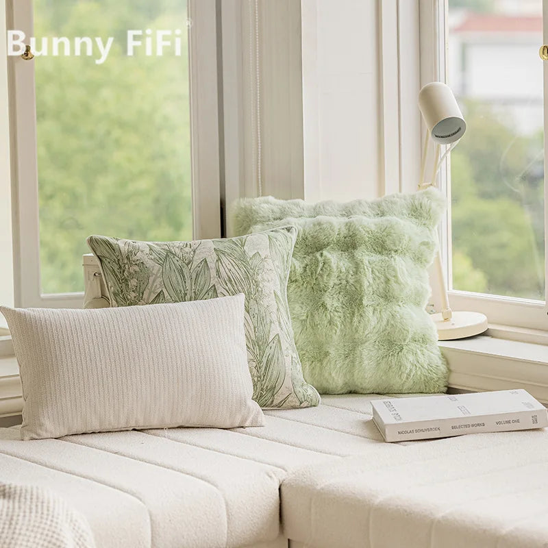 Modern and Fresh Ins Wind Matcha Green Home Living Room Sofa Window Float Pillow Throwing Pillow Simple and Light Luxury Cushion