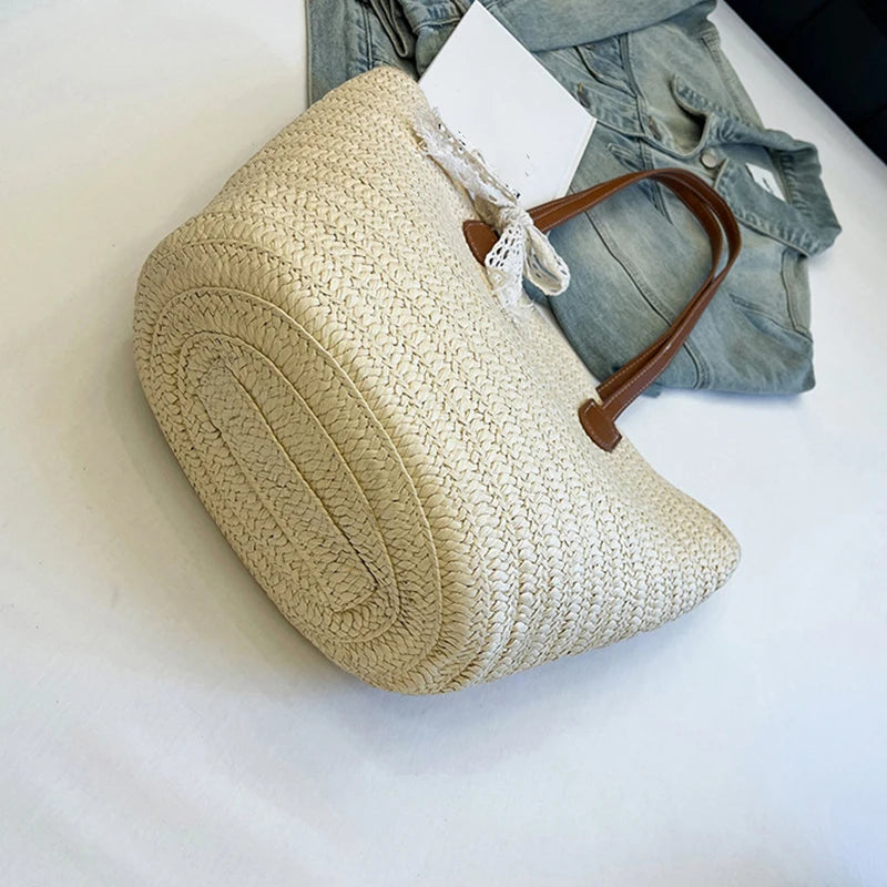 Beach Bag for Travel Large Capacity Straw Woven Tote Vacation Simple and Versatile Design Designer Women Shopper Shoulder Bags