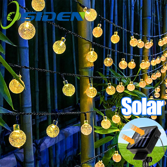 Outdoor Solar String Lights LED Bubble Ball Light String 8 Lighting Modes for Garden Wedding Camping Birthday Holiday Decoration