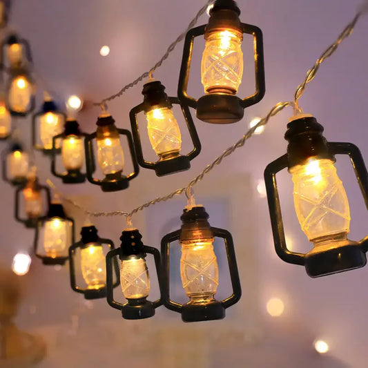Lantern String Lights 80 LED Lights Vintage Christmas Halloween Decorative Kerosene String Lights Patio Garden Home 484