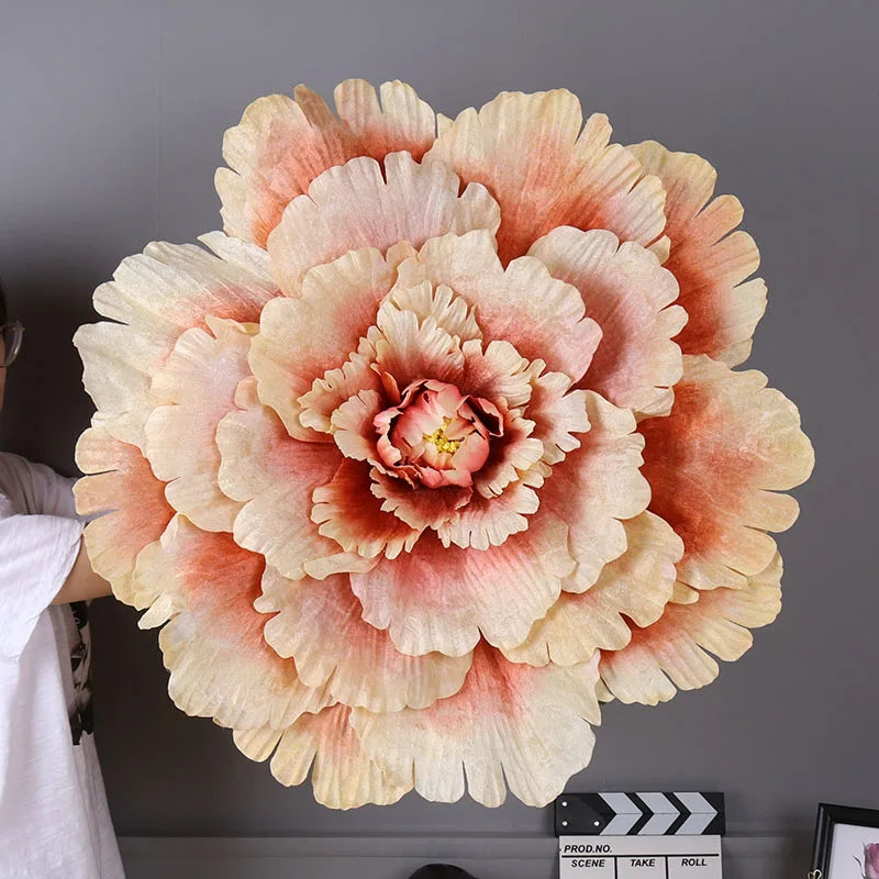 Multiple Sizes Wedding Flower Large Silk Artificial Flower Peony Head Giant Flowers For Diy Flower Background Wall Decoration