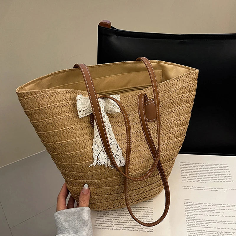 Beach Bag for Travel Large Capacity Straw Woven Tote Vacation Simple and Versatile Design Designer Women Shopper Shoulder Bags