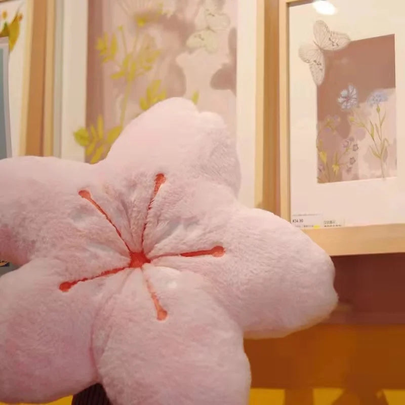 Ins Pink Cherry Petals Pillow Girl Bedroom Living Room Decor Bay Window Floor Seat Cushion Plush Tatami Cherry Blossom Cushion