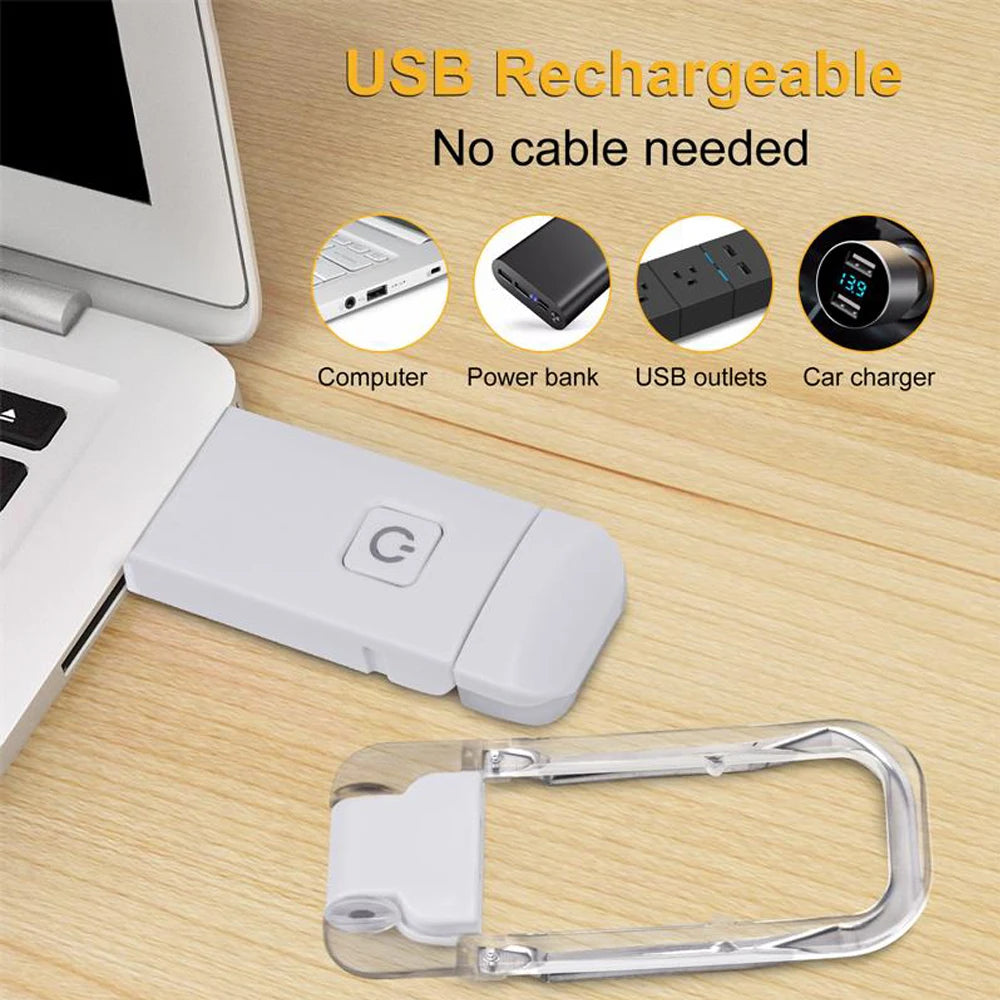 Book Light Brightness Adjustable for Eye-Protection USB Rechargeable LED Clip on Portable Bookmark Light for Reading in Bed Car