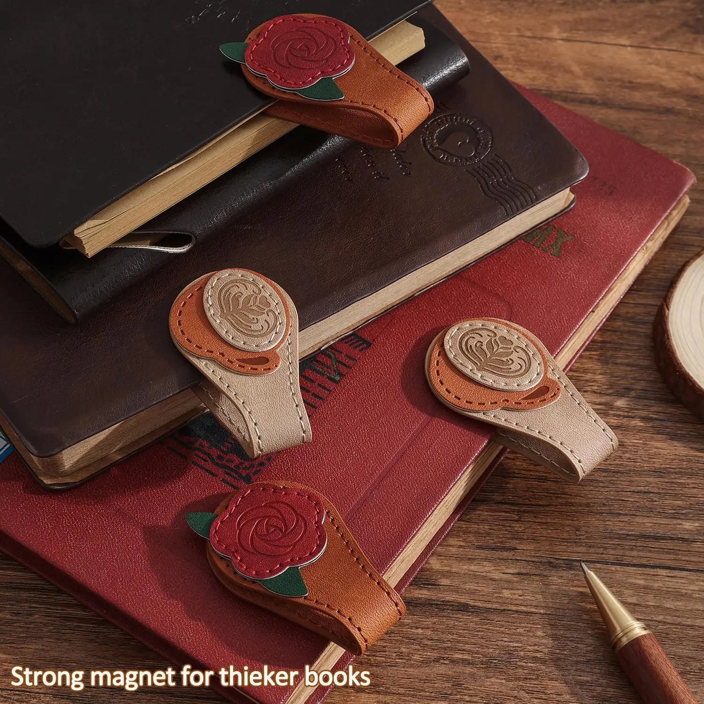 2 pieces of vintage magnetic leather bookmarks, women's leather magnetic bookmarks, bookmark clamping accessories
