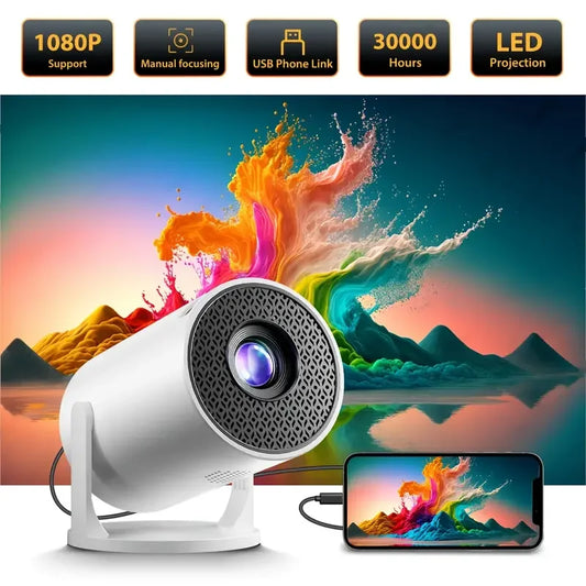 Smart HighDefinition Projector, Compact And Portable, Compatible with A Variety Of Devices, Suitable for Home Theater/Office Use