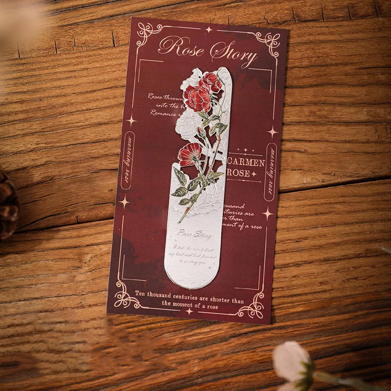 Aesthetic Book Page Clip Floral Painting Metal Bookmark Hollow Metal Book Accessories Student Reading Mark Stationery Gifts