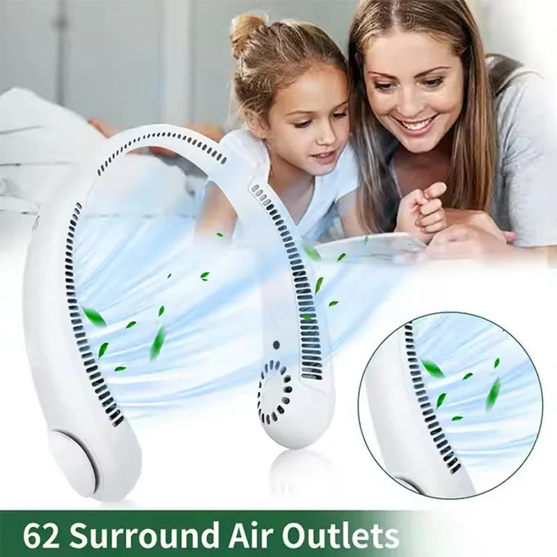 Mini Neck Portable Bladeless Fan Rechargeable Leafless Hanging Fans Air Cooler Cooling Wearable Neckband Fans