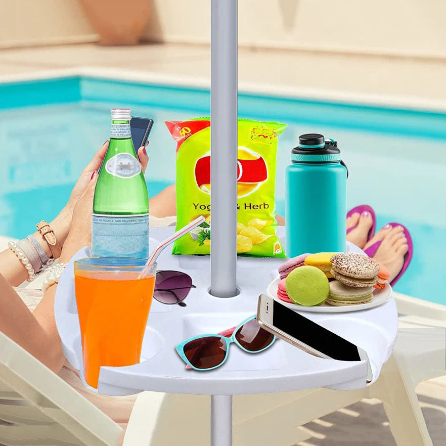 CYBeach Umbrella Umbrella Tray, with 4 Cup Holders and 4 Snack Grids, Suitable for Beaches, Terraces, Gardens and Swimming Pools