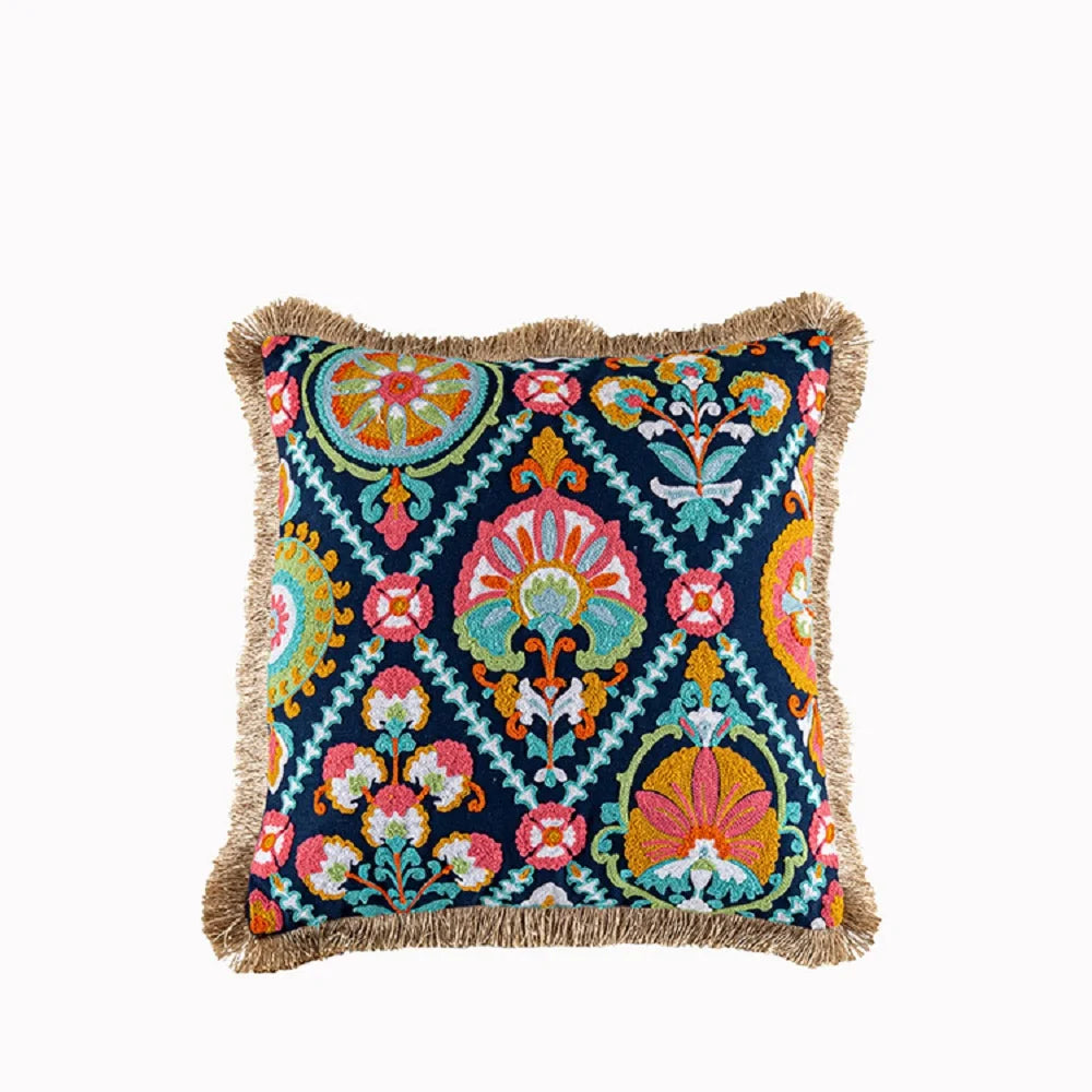 Moroccan Pillowcase Living Room Sofa Decor Handmade Pillow Cover Indian Exotic Ethnic Style Boho Embroidery Cushion Pillow Cover