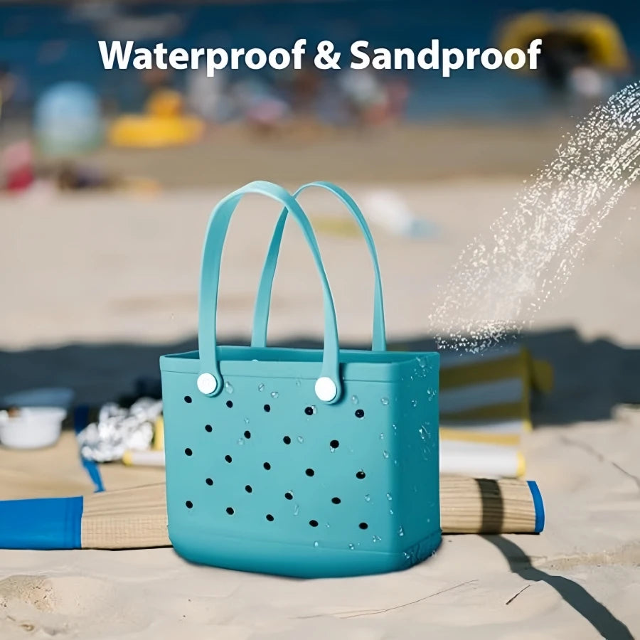 Beach bag with holes, hand-held, waterproof travel bag that can be washed, suitable for sports, beach, and swimming pool use.