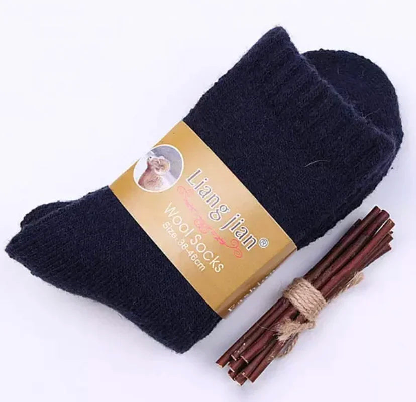 3Pairs/Men's Winter Warm Wool Socks Women Super Thick Heart Thickened Loop Merino Wool Socks Cold Resistant Snow Plush Stockings