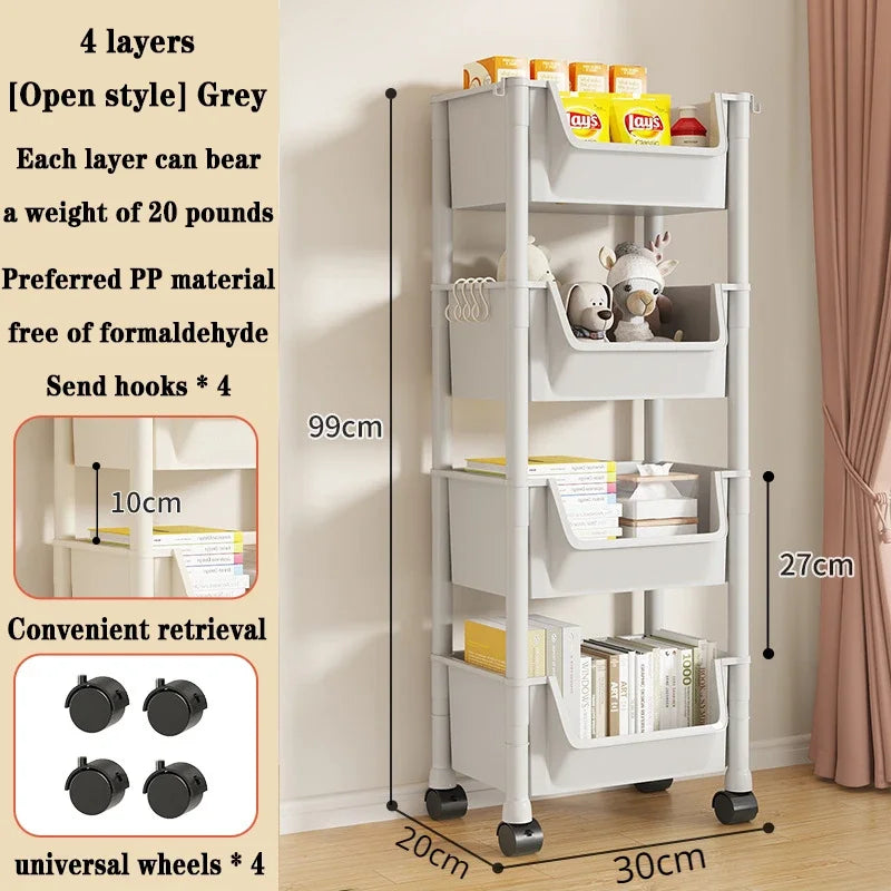 Children's Bookcases Rack Furniture With Wheels Removable Small Bookshelves With Wheels Cart Home Toy Storage Reading Shelves