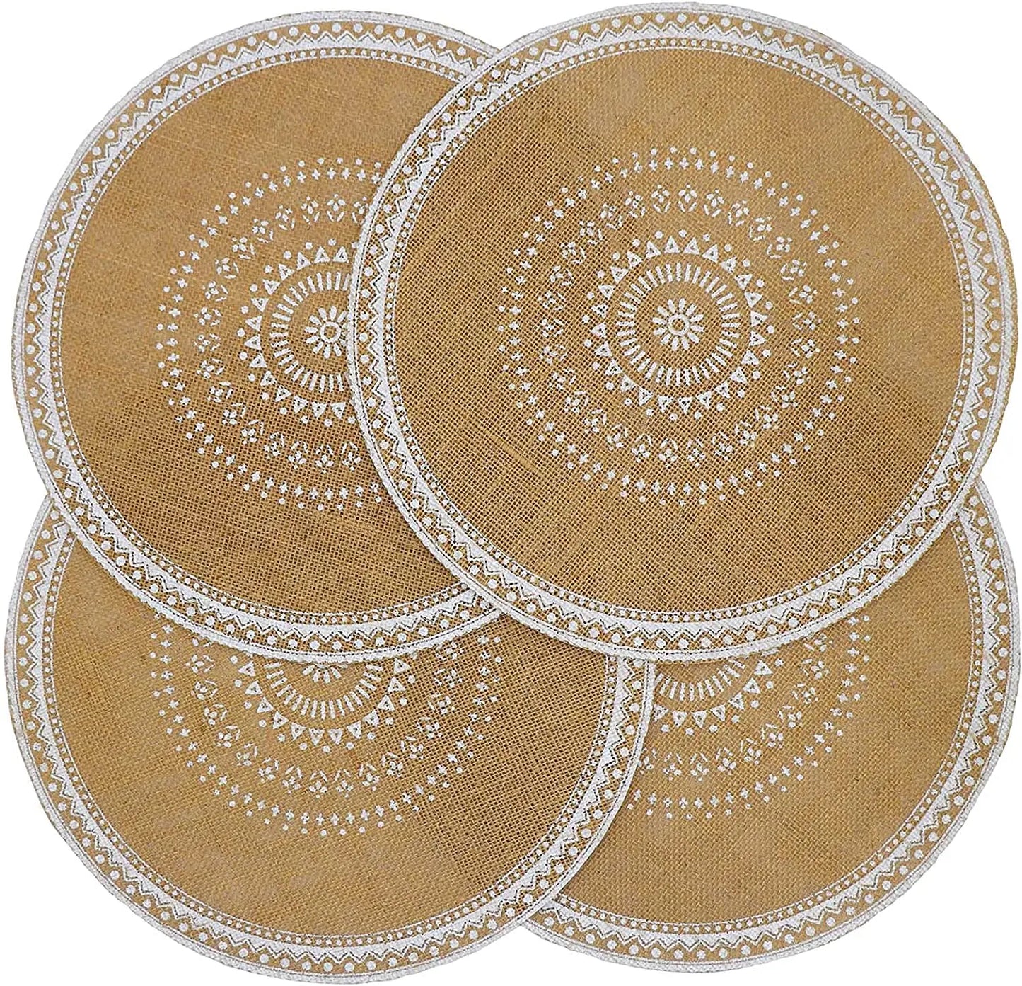 Boho Round Placemats Set of 4, Dining, Brown, Modern Dinner, Braided Beige Table and Fall, Circle Runner, Kitchen Plate Mats
