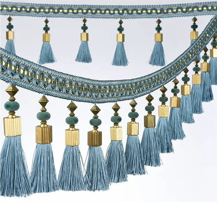 3M Tassel Beaded Fringe Edging Curtain Accessories Trim Lace Boho Upholstery DIY Party Hanging Ring Cords Crafts Sewing Decor