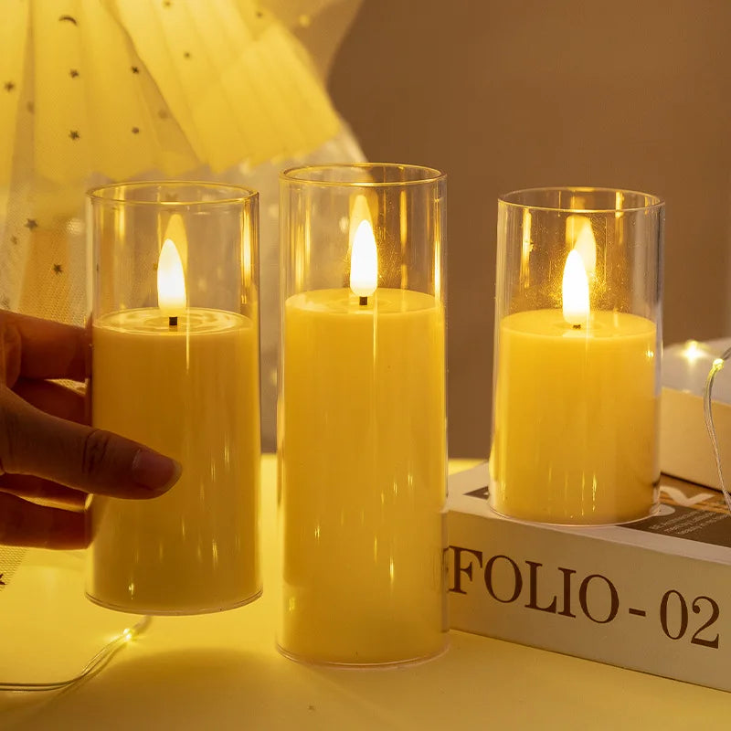 Flameless Electric Candles Light Acrylic Battery Flickering Fake Tealight Candle Halloween Wedding Christmas Decoration 2025 NEW