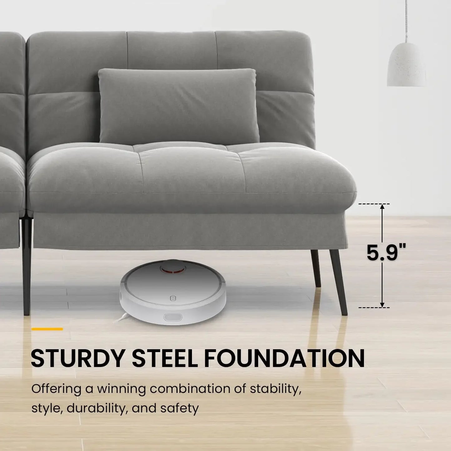 Cloud Comfort Convertible Futon Sofa Bed, Gray