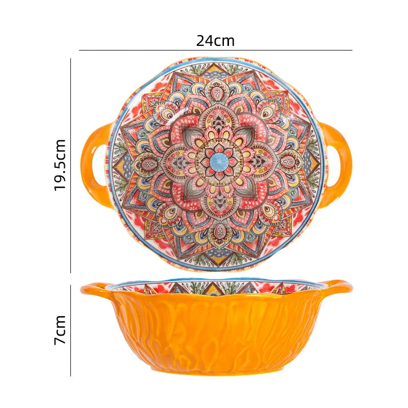 Vintage Ceramic Tableware Bohemia Style Dinner Plates Sets Kitchen Supplies Full Tableware of Plates Porcelain Dinnerware Set