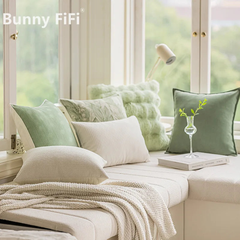 Modern and Fresh Ins Wind Matcha Green Home Living Room Sofa Window Float Pillow Throwing Pillow Simple and Light Luxury Cushion