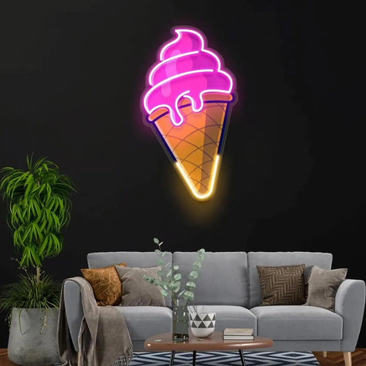 Ice Cream Neon Signs LED Neon Light Sign Light Up Neon Signs for Ice Cream Store Bar Shop Party Gifts Size: 20inches