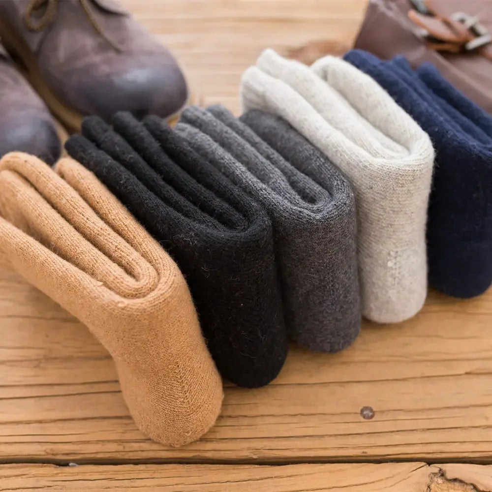 3Pairs/Men's Winter Warm Wool Socks Women Super Thick Heart Thickened Loop Merino Wool Socks Cold Resistant Snow Plush Stockings