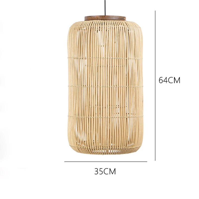 Japanese Rattan pendant light vintage laterns Wabi-sabi Lights Living Room dining lights hanging Homestay kitchen island light