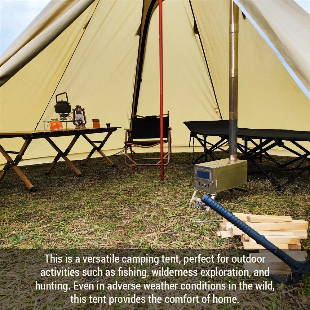 4-6 People Tipi Hot Tent with Stove Jack Camping Pyramid Teepee Tent for Camping Backpacking Hiking Teepee Tent with Stove Hole