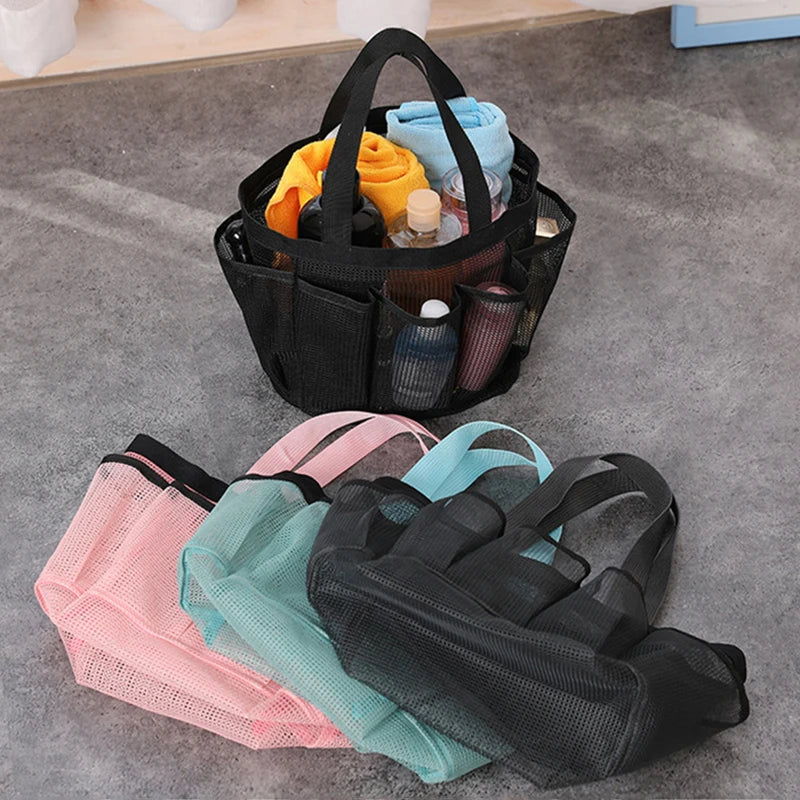 Mesh Beach Bags Tote Bag with 8 Pockets Waterproof Lightweight Foldable Tote Bag Oversized Pool Bag
