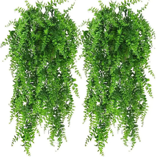 Plastic artificial plants for decoration, artificial plants, hanging plants, Boston Fern Bush, 2PCs