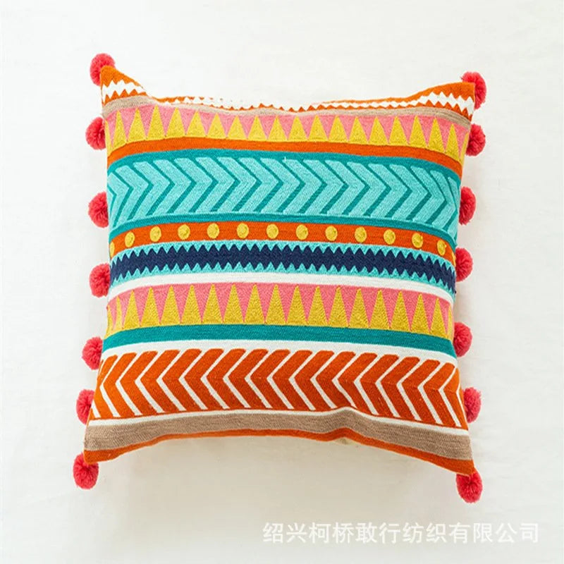 Moroccan Pillowcase Living Room Sofa Decor Handmade Pillow Cover Indian Exotic Ethnic Style Boho Embroidery Cushion Pillow Cover