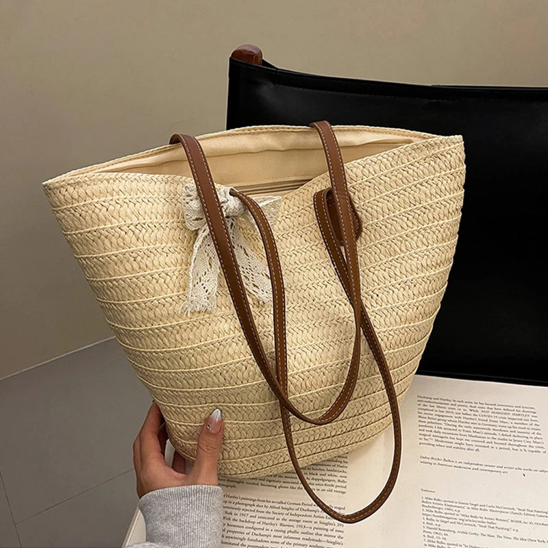Beach Bag for Travel Large Capacity Straw Woven Tote Vacation Simple and Versatile Design Designer Women Shopper Shoulder Bags