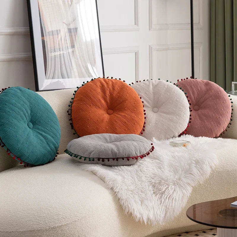 Modern Simple Pumpkin Hairball Round Pillow Pillow Office Sofa Cushion Wholesale