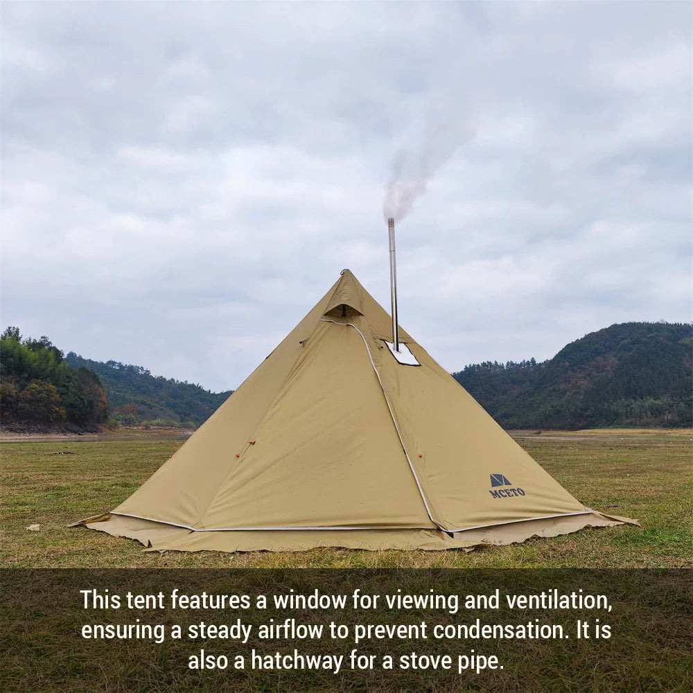 4-6 People Tipi Hot Tent with Stove Jack Camping Pyramid Teepee Tent for Camping Backpacking Hiking Teepee Tent with Stove Hole