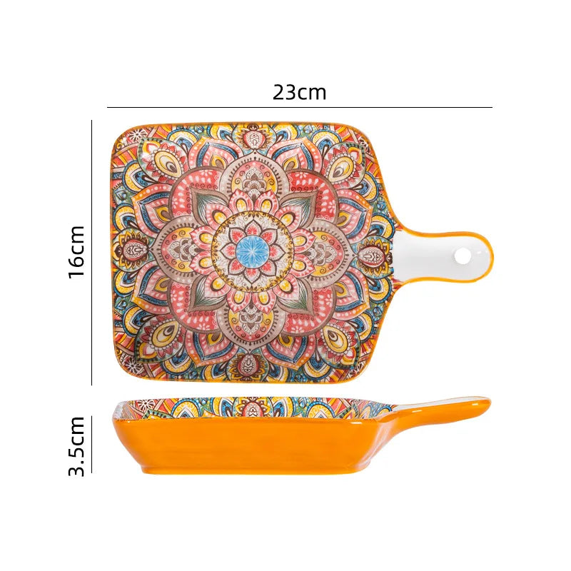 Vintage Ceramic Tableware Bohemia Style Dinner Plates Sets Kitchen Supplies Full Tableware of Plates Porcelain Dinnerware Set