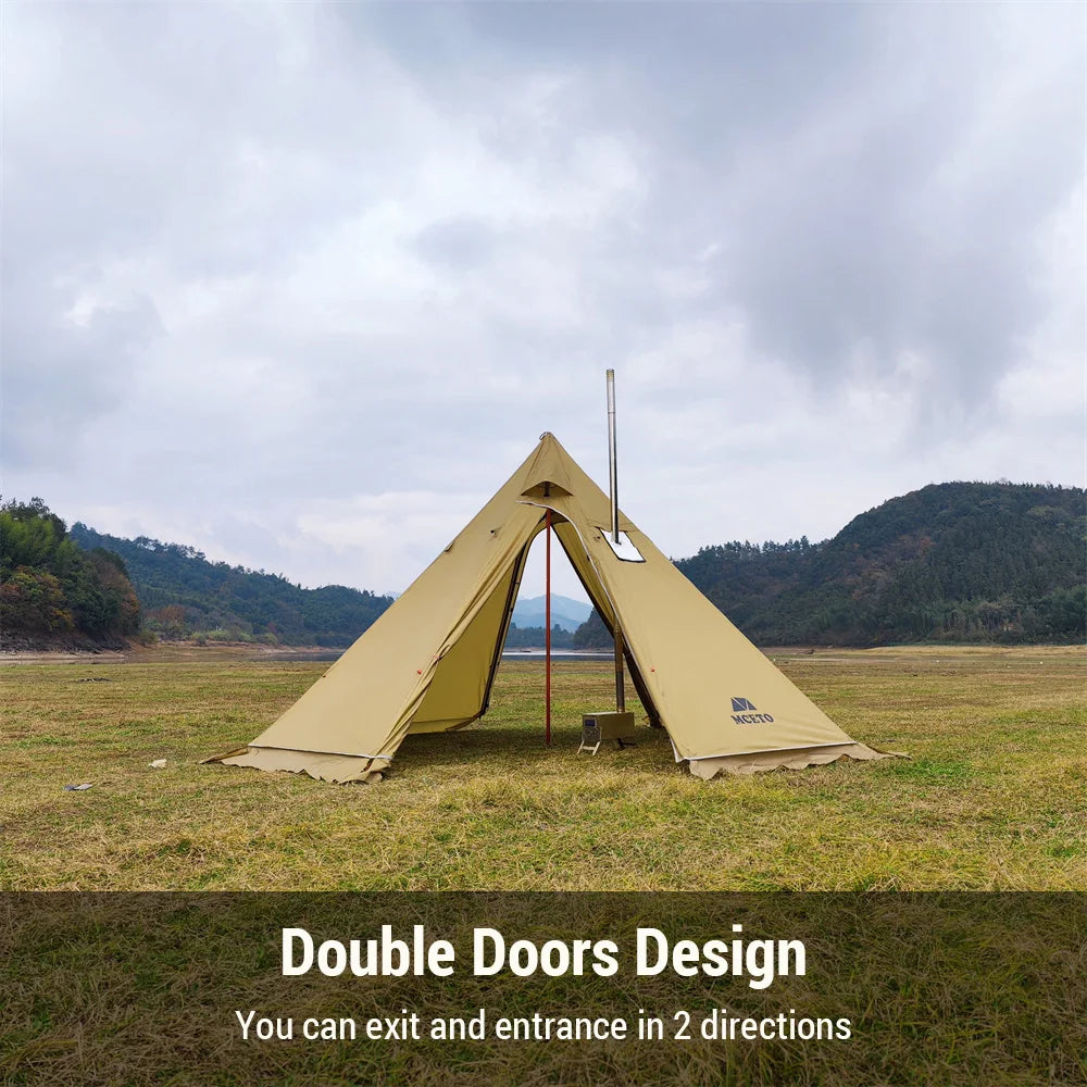 4-6 People Tipi Hot Tent with Stove Jack Camping Pyramid Teepee Tent for Camping Backpacking Hiking Teepee Tent with Stove Hole