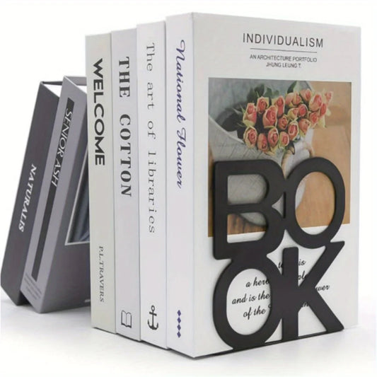 2pcs Bookend Book Stand Support Sample Bookend Iron Desktop Art Non Slip Rack Shelf Holder School Stationery Office Accessories
