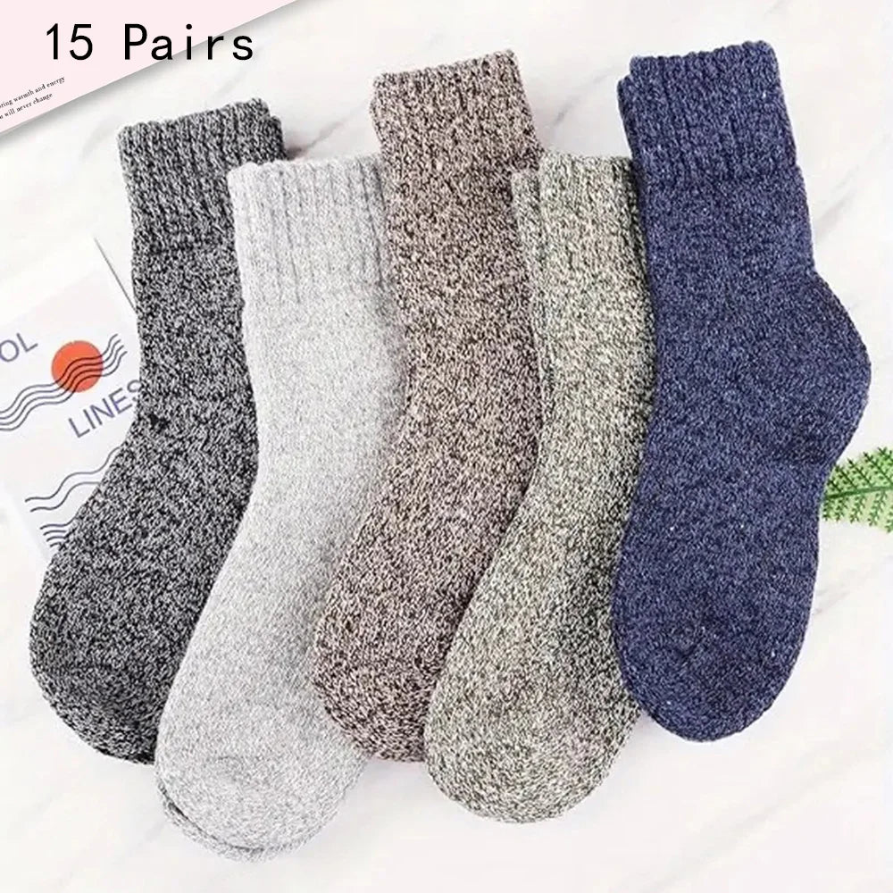 3/5/15 Pairs Men Solid Color Socks  Fashionable Simple Versatile Winter Socks Are Soft Comfortable Lightweight Casual In Length