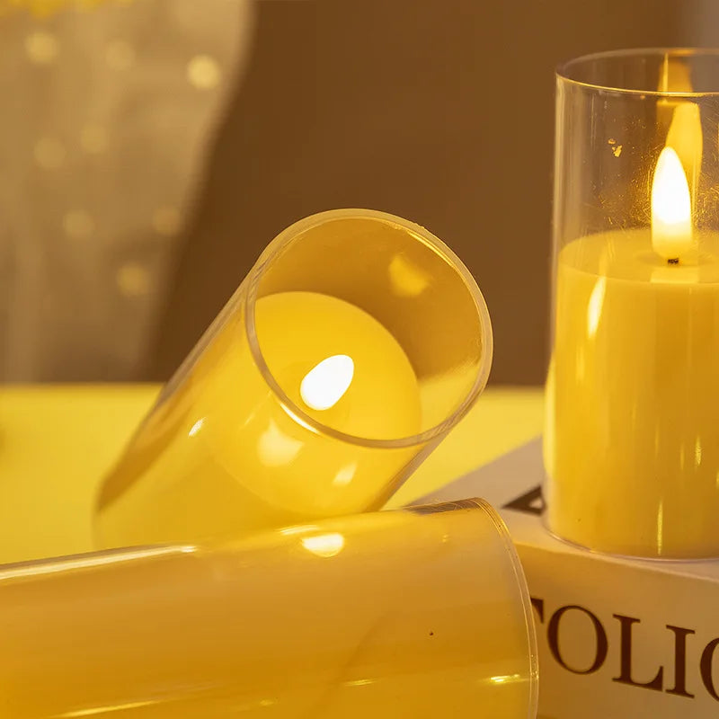 Flameless Electric Candles Light Acrylic Battery Flickering Fake Tealight Candle Halloween Wedding Christmas Decoration 2025 NEW
