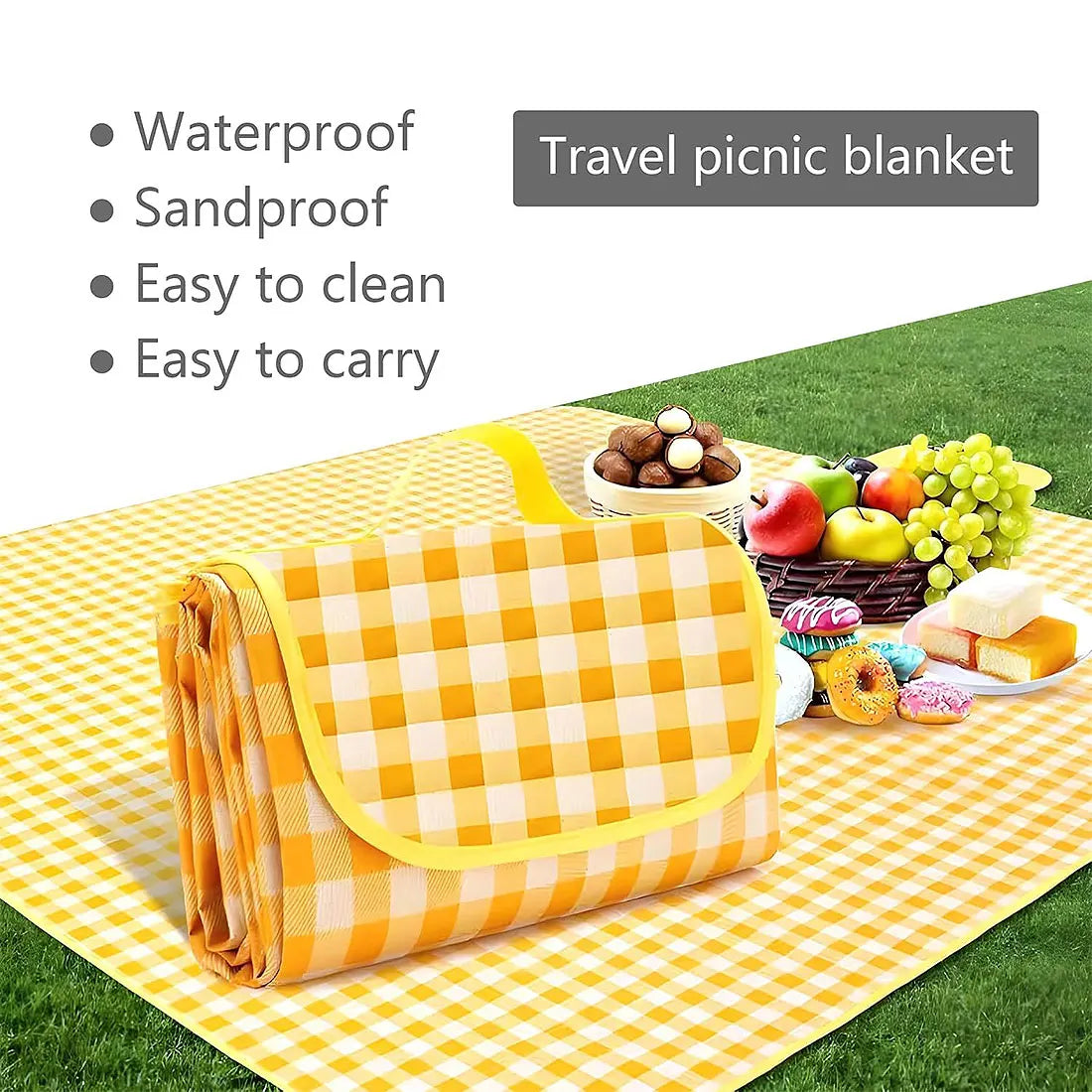1pcs，Ultra large picnic blanket, portable waterproof picnic blanket, beach checkered picnic mat, camping lawn picnic blanket