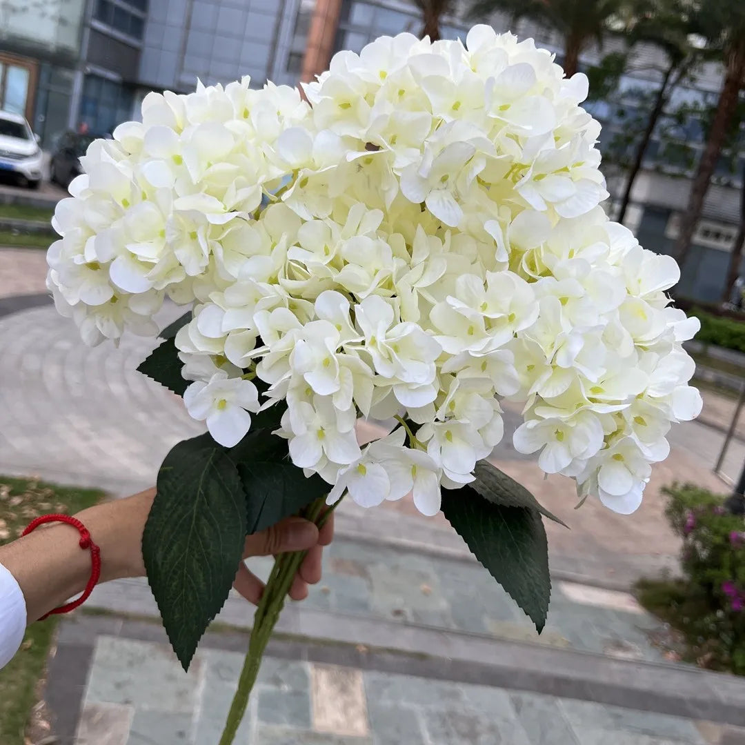5 Heads Large Size White Pink Hydrangea Artificial Flowers Silk DIY Wedding Bridal Bouquet Fake Flowers Party Home Decoration
