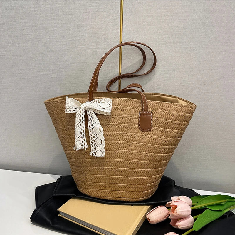 Beach Bag for Travel Large Capacity Straw Woven Tote Vacation Simple and Versatile Design Designer Women Shopper Shoulder Bags