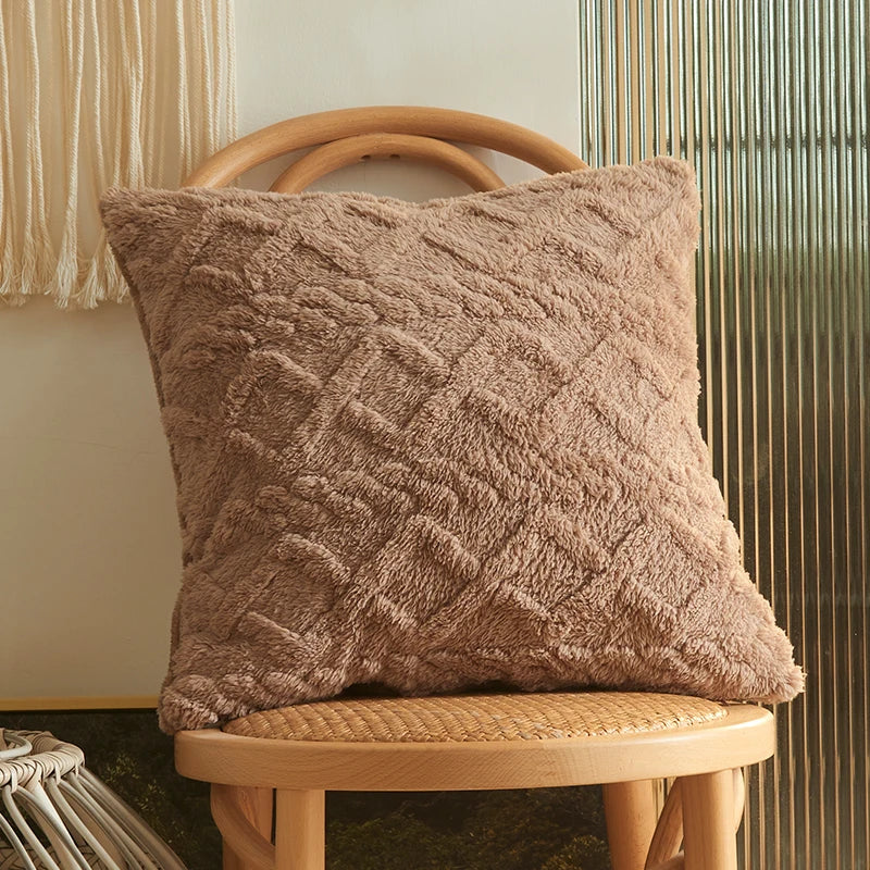Twist KnittingPlush Pillow Case Vintage Knitted Cushion Cover Simple Cushion Plush Pillowcase Headboard Back