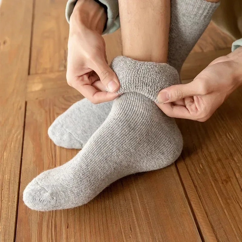 3Pairs/Men's Winter Warm Wool Socks Women Super Thick Heart Thickened Loop Merino Wool Socks Cold Resistant Snow Plush Stockings