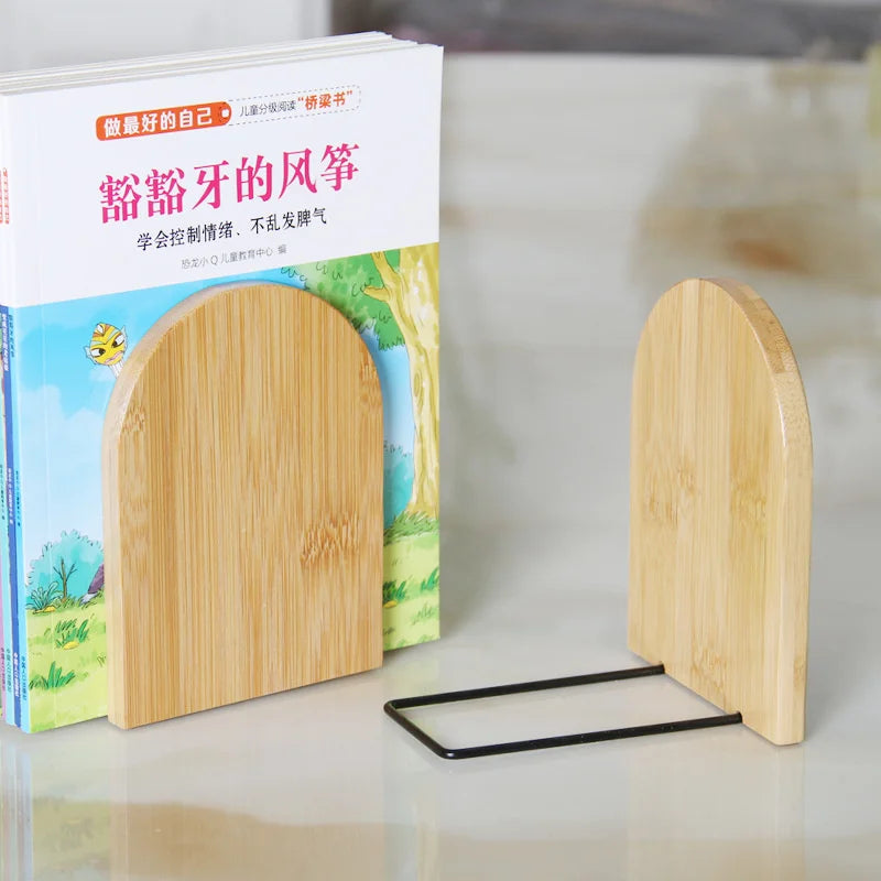 1pc Simple Wood Bookend Holder Desktop Organizer Office Book Stand Magazine Folder Storage Desk Shelf Stationery School Supplies