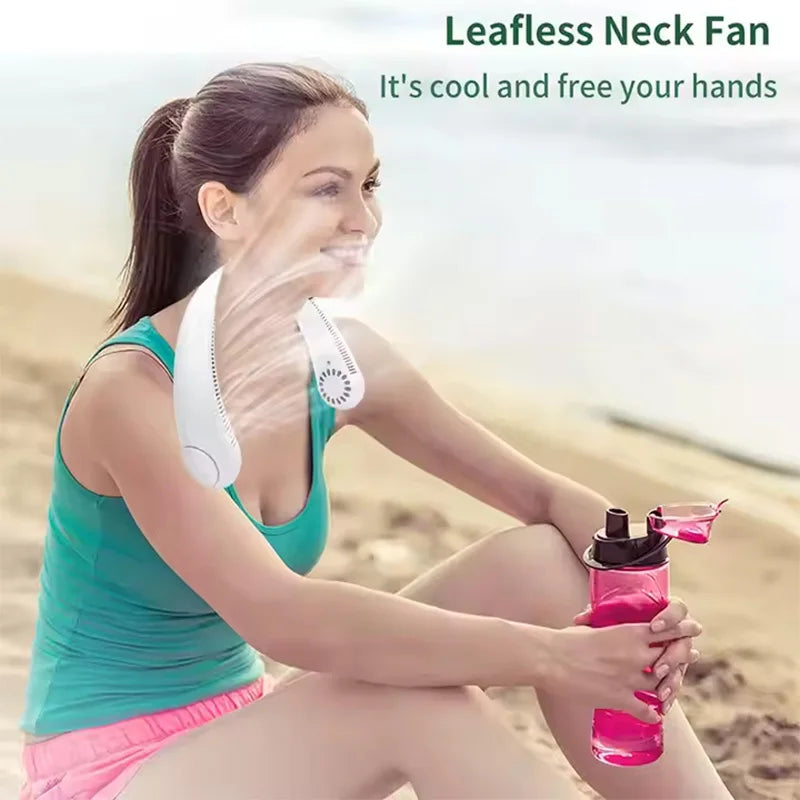 Mini Neck Portable Bladeless Fan Rechargeable Leafless Hanging Fans Air Cooler Cooling Wearable Neckband Fans