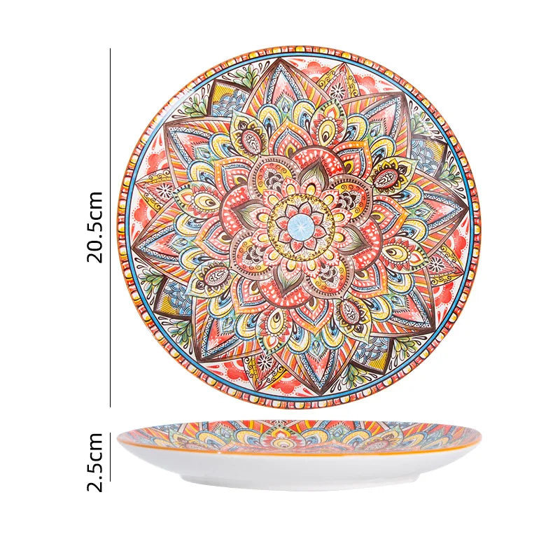 Vintage Ceramic Tableware Bohemia Style Dinner Plates Sets Kitchen Supplies Full Tableware of Plates Porcelain Dinnerware Set