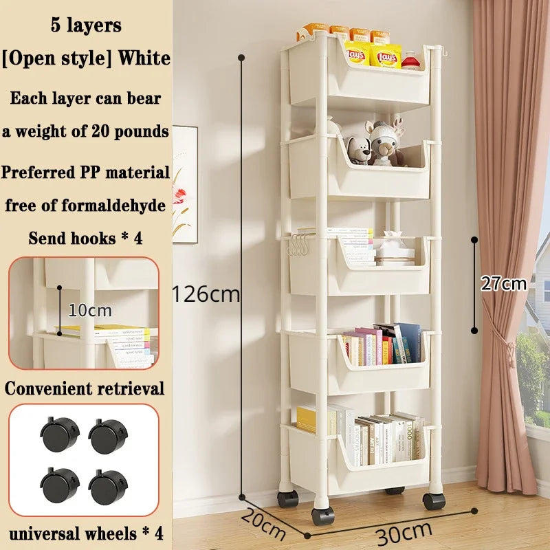 Children's Bookcases Rack Furniture With Wheels Removable Small Bookshelves With Wheels Cart Home Toy Storage Reading Shelves