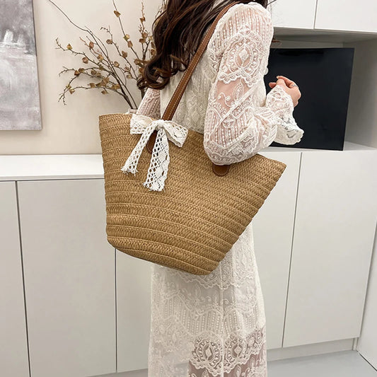 Beach Bag for Travel Large Capacity Straw Woven Tote Vacation Simple and Versatile Design Designer Women Shopper Shoulder Bags